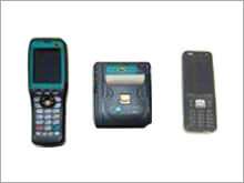 「第7次NEKOシステム」のSD携帯端末（左から、PP、プリンタ、携帯電話）